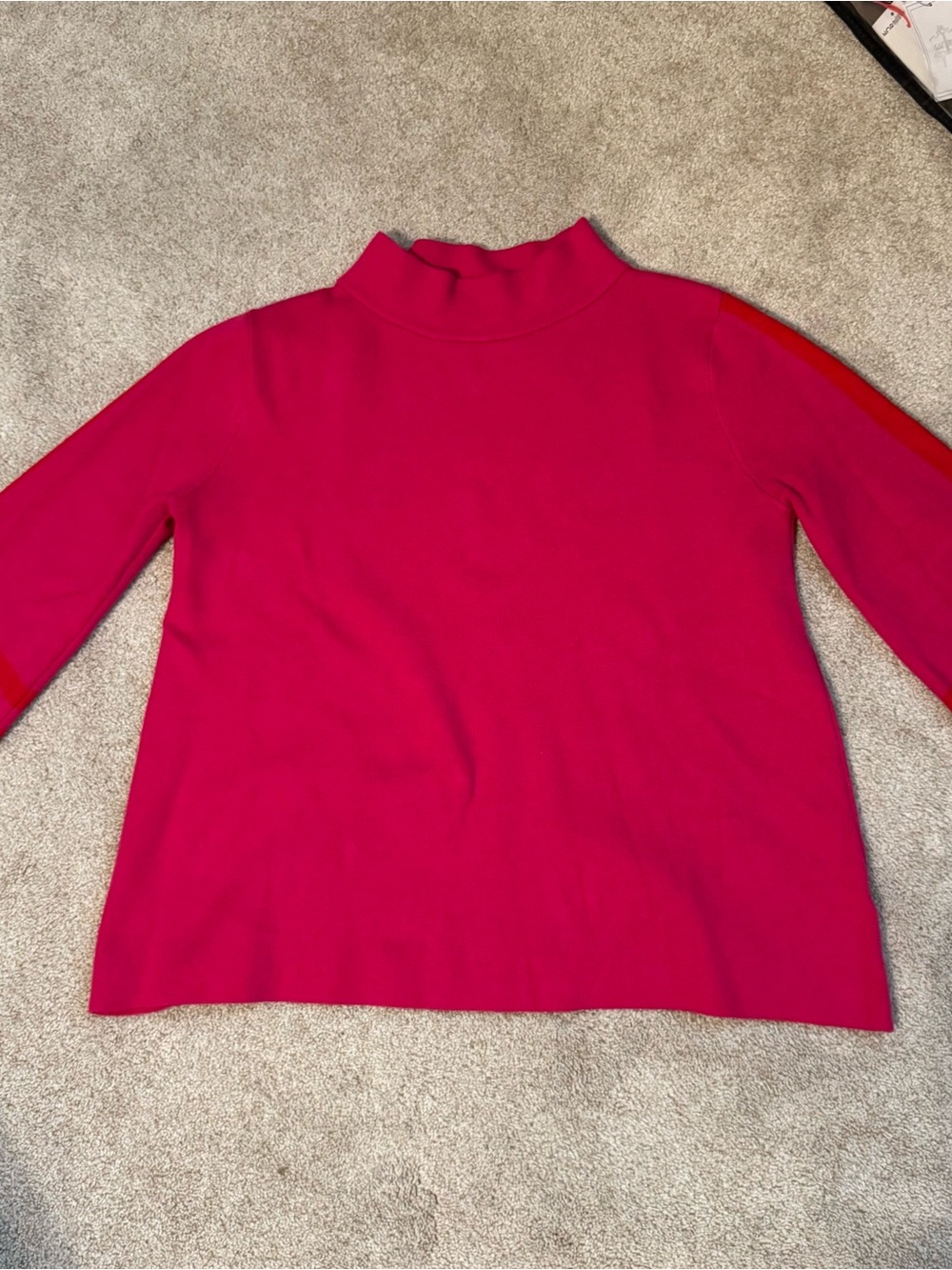 Fate Women's Hot Pink Mock Neck Sweater with red detailing
